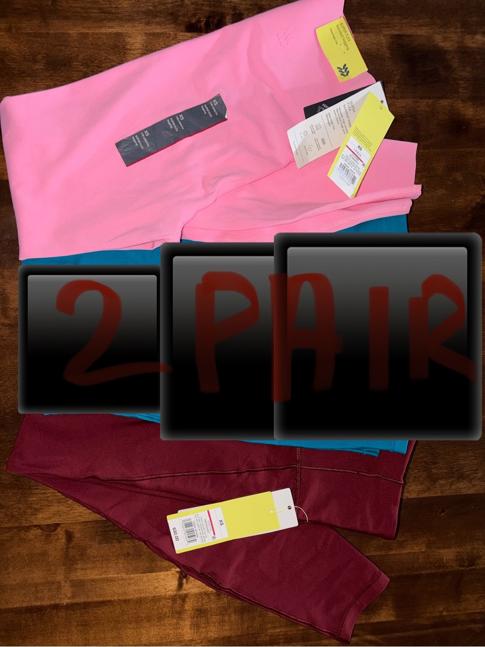 all in motion Women’s Leggings 2 Pair Pink & Burgundy NWT XS